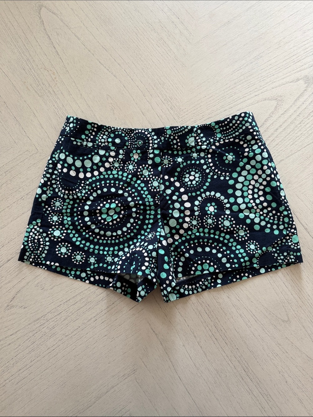 Vineyard Vines Everyday Chino Shorts Size 0 Mandala Dot Swirl Navy Mint [PH1107]